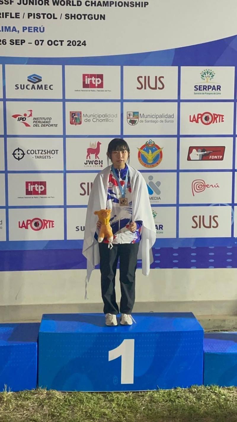 Taiwan's Chen Yu-chun (陳宥均) won gold in the women's 10-meter air pistol event (picture from Chinese Taipei Shooting Association)