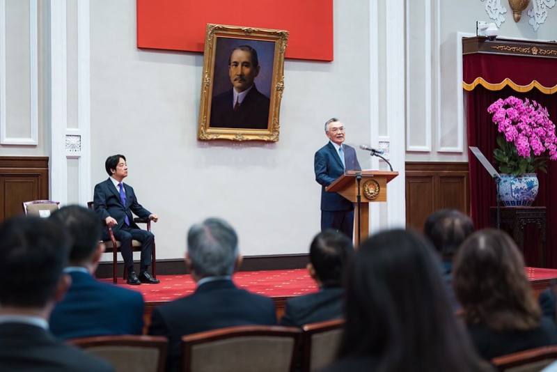 Senior Advisor to the President Lin Hsin-i, serving as leader's representative of Taiwan to the 2024 APEC Economic Leaders' Meeting, delivers remarks.