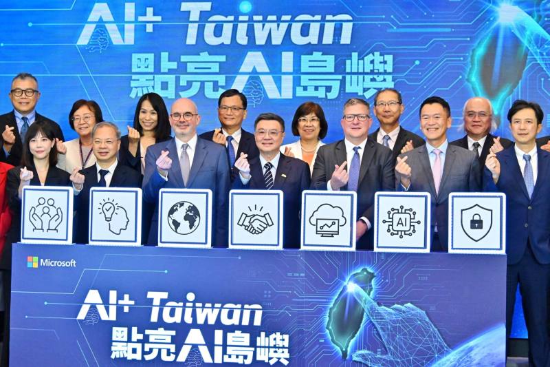 行政院長卓榮泰出席「AI+ Taiwan 點亮AI島嶼」記者會