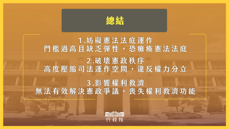 行政院希望透過憲政運作過程，請立法院再次審議法案內容，找出符合憲政與國家利益的最大共識