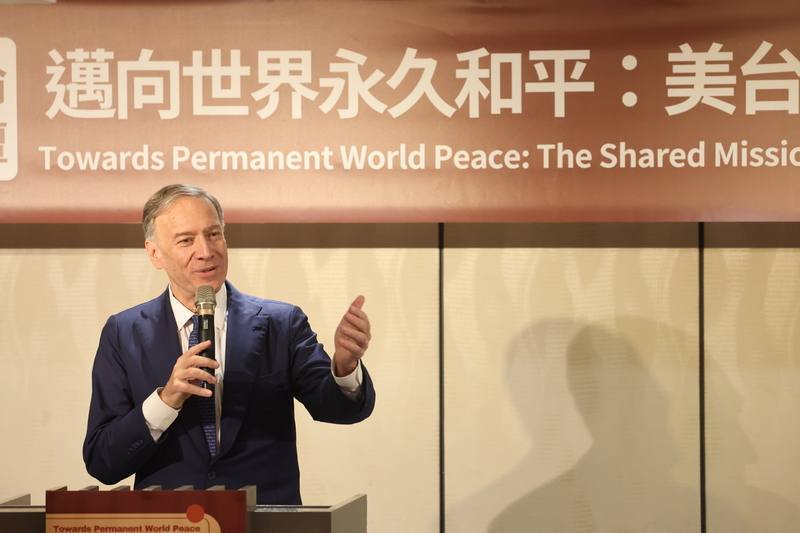 Former United States diplomat Mike Pompeo speaks at a forum in Taipei on Monday. CNA photo Jan. 6, 2025