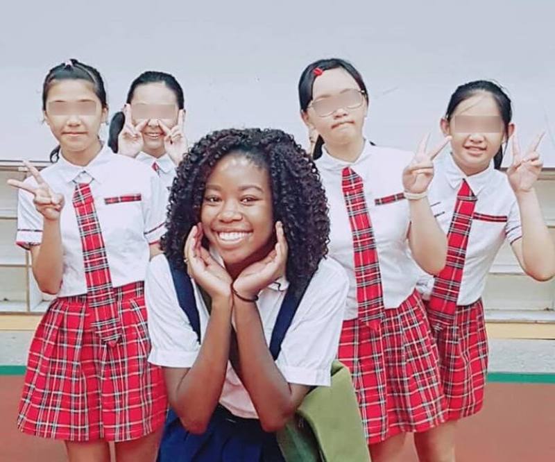 Kiah Duggins (center). Photo courtesy of Guan-Shan Elementary School Feb. 4, 2025