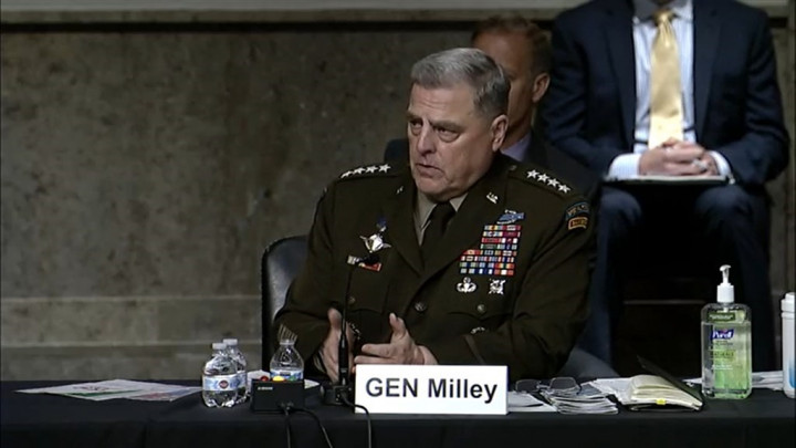 Mark Milley, chairman of the United States Joint Chiefs of Staff (video screenshot of a recent hearing at the Senate Committee on Armed Services)