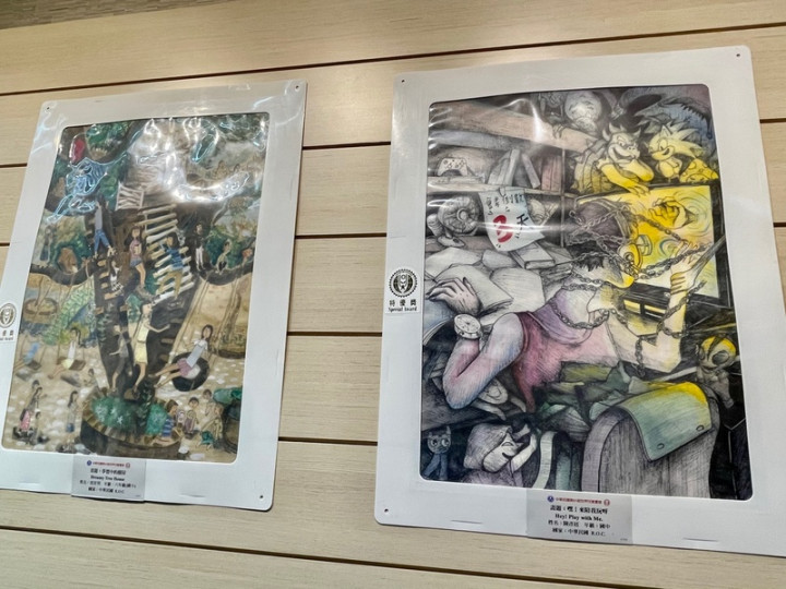 駐新加坡台北代表處舉辦「世界兒童畫展-台灣與東南亞」展覽，展出80幅得獎畫作，圖為來自台灣的作品。