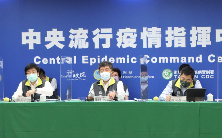 CECC officials at the COVID-19 press briefing Monday. Photo courtesy of the CECC