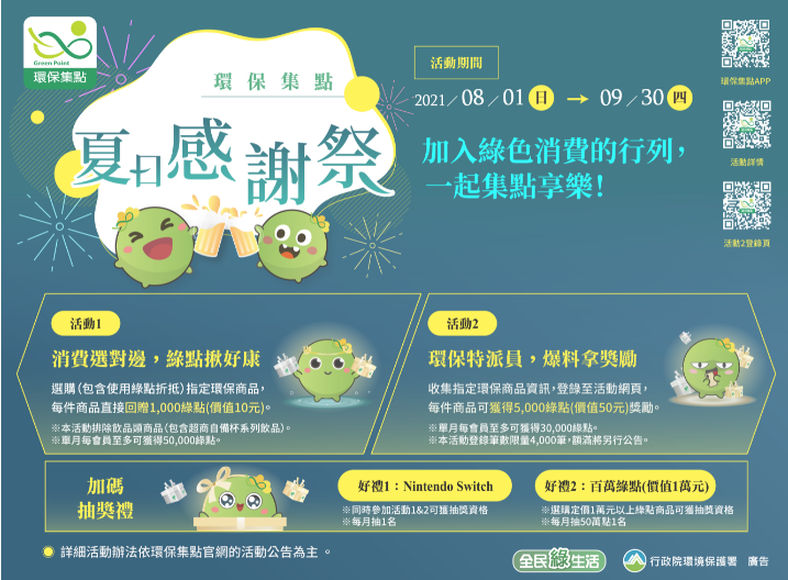 環保集點夏日感謝祭 選購環保產品享好康