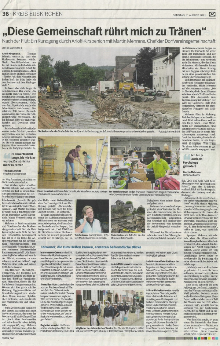 慈濟志工的行動 引起當地報紙報導來自台灣的團體