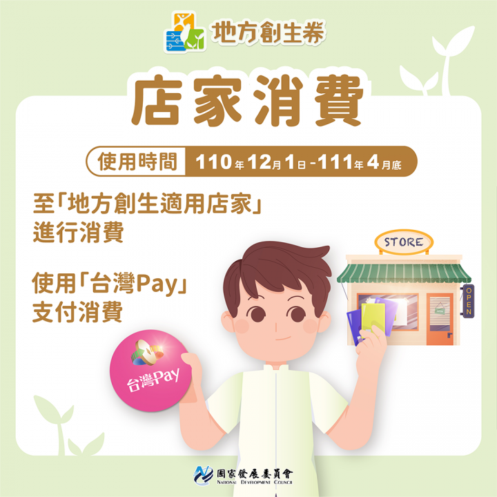 12/1-明年4/30 使用台灣Pay，至地方創生店家消費