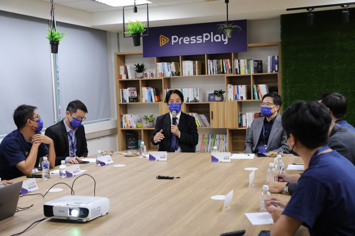 賴清德副總統19日下午參訪「瑞奧股份有限公司（PressPlay）」