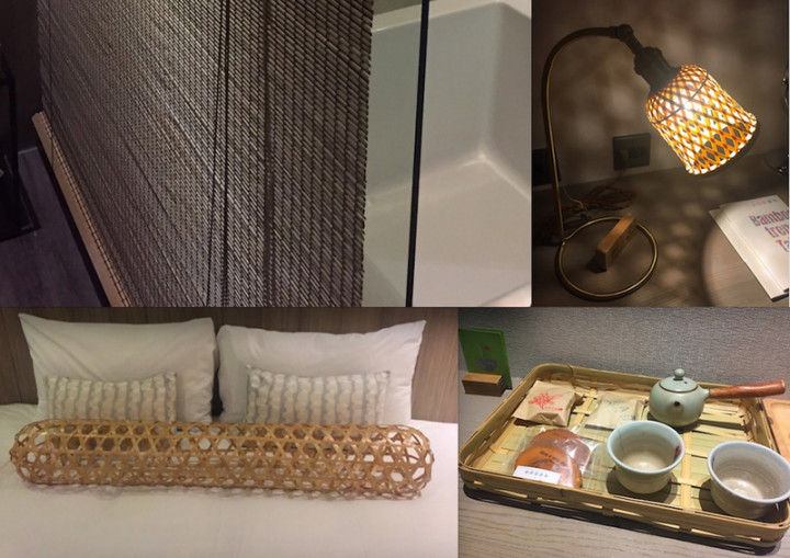 「2021構竹林鐵新銳展」持續在嘉義展出中，嘉義旅宿業者也配合展覽，展出國產竹文創品竹簾、竹夫人、竹燈、竹托盤等，盼深耕在地產業。