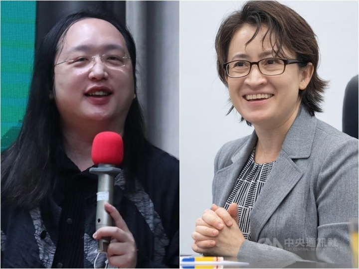 Minister without Portfolio Audrey Tang (left) and Taiwan's representative to the U.S. Hsiao Bi-khim. 
