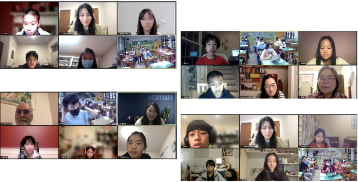 勒星頓中文學校學生們分組與金華國中進行交流