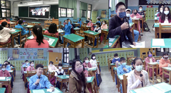 金華國中學生們分組與勒星頓中文學校進行交流