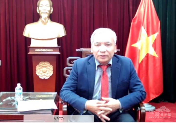 駐臺北越南經濟文化辦事處代表阮英勇於線上論壇致詞