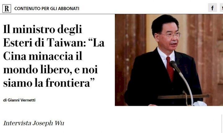 挺台對抗中國施壓 義大利媒體高規格專訪吳釗燮(圖取自La Repubblica 官網)
