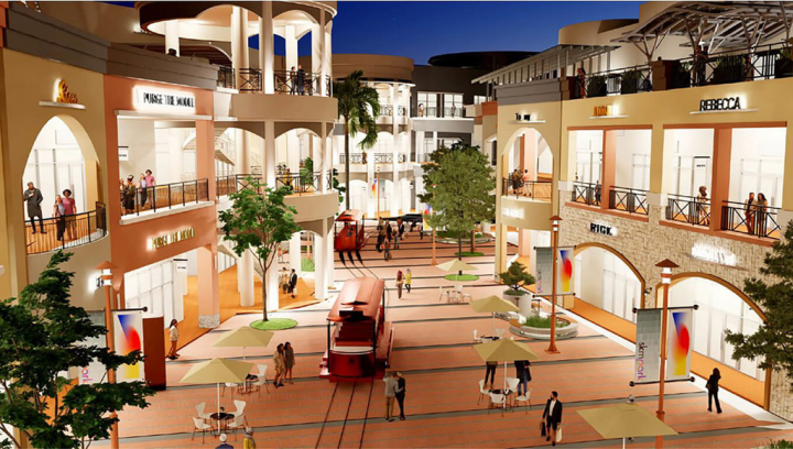 大型購物中心紛紛插旗高雄，新光三越旗下首間生活複合式購物中心（Lifestyle Outlets）SKM Park將於26日試營運，占地2.6萬多坪。（高雄大魯閣草衙道購物中心提供）