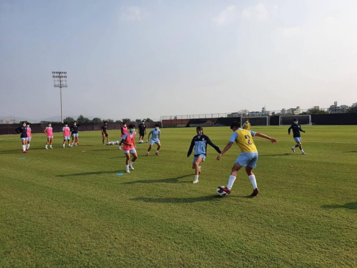 Taiwan's women's national soccer team training in India. Photo taken from Chinese Taipei Football Association Facebook