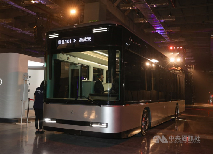A Model T electric bus prototype unveiled by Hon Hai in September 2021. 