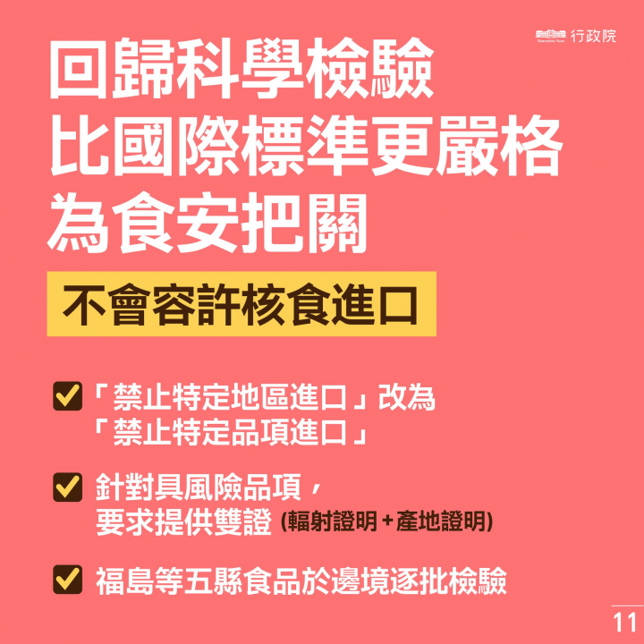 ​​政院宣布3原則3配套 開放福島5縣食品輸台