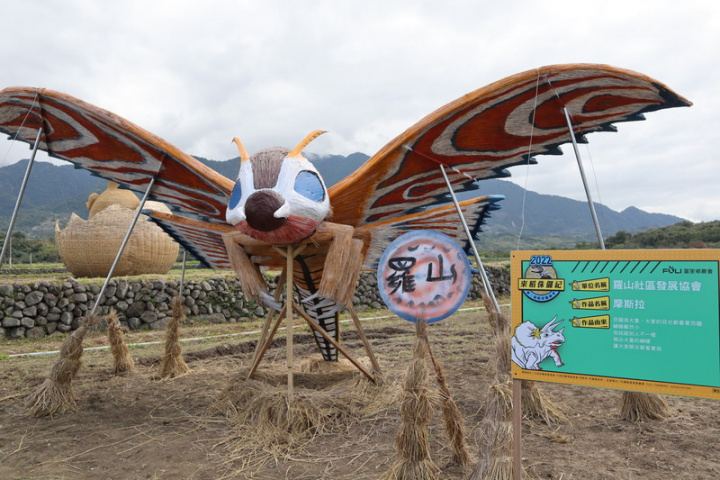 富里鄉農會舉辦第3屆稻草藝術季登場，鄉內的國中小學、村里居民各自組隊參加，大家發揮想像力，將心目中的恐龍樣貌化成稻草藝術。