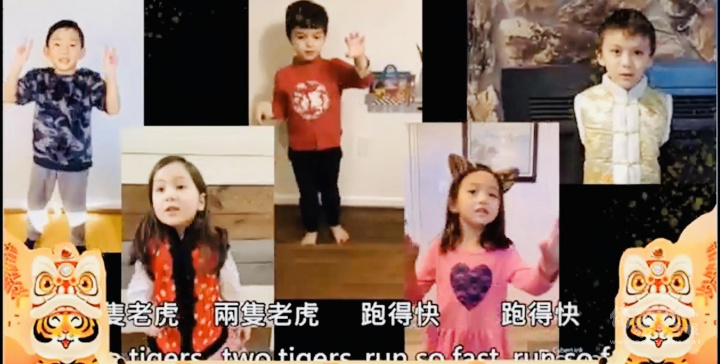 Pre-K students performed traditional nursery rhyme “2 Tigers”.  