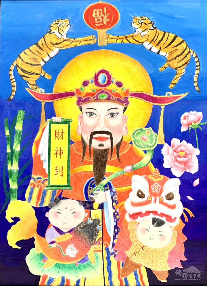 漢城華僑中學學生創意年畫-財神到