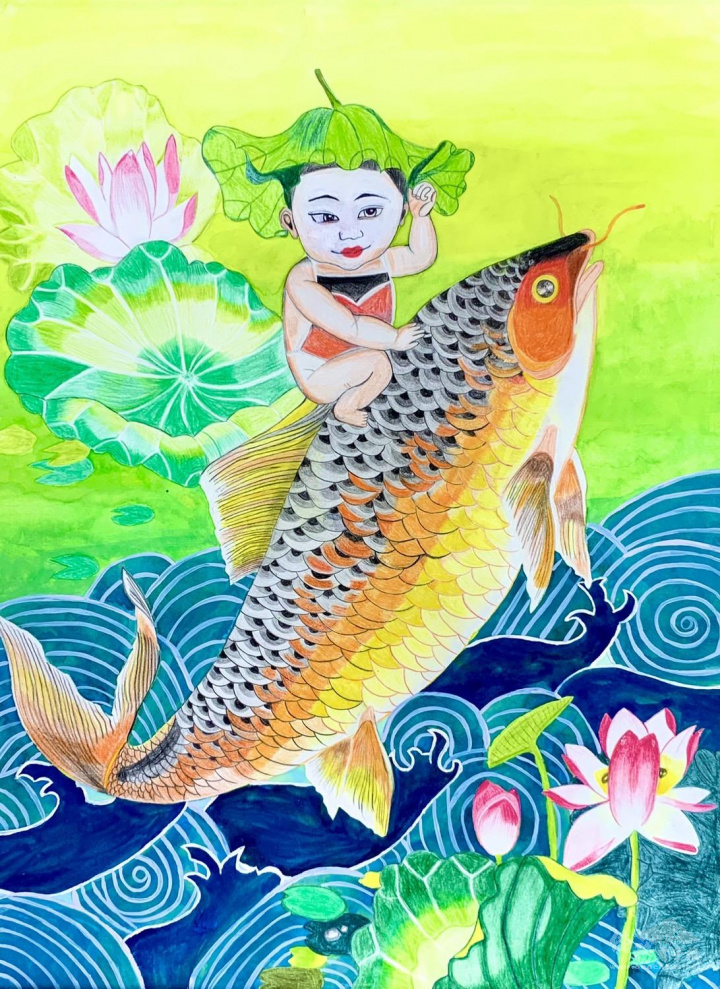 漢城華僑中學學生創意年畫-連年有餘