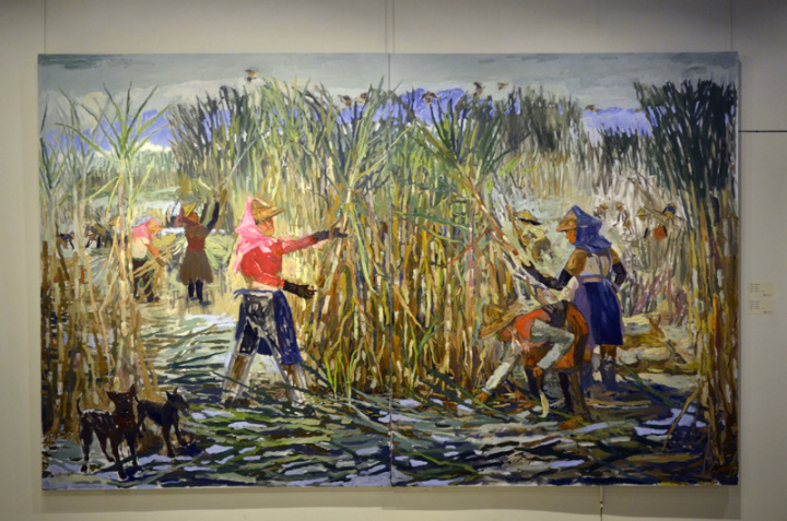 藝術家莊玉明目前在嘉義縣梅嶺美術館舉辦「鄉野四季60油畫創作展」，共展出88件油畫精品，莊玉明近年從「蔗風景」主題創作出發，「鄉野四季」創作展有畫味，也有濃濃家鄉味。