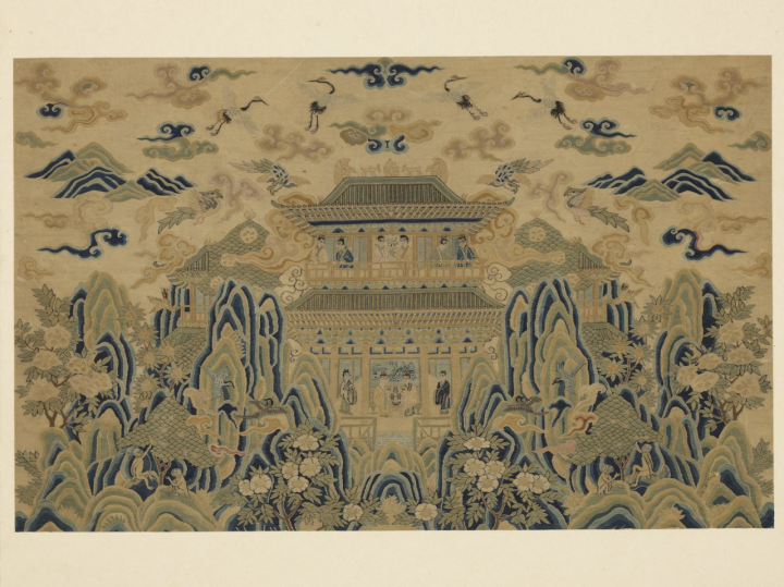 故宮院藏《宋緙絲 仙山樓閣》被文化部指定國寶。(故宮提供)