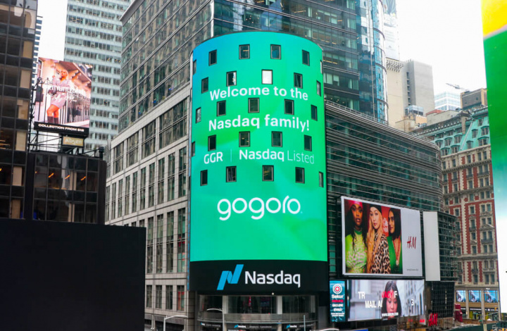 Gogoro於台灣7日晚上9時，透過網路連線方式與美國那斯達克交易所舉辦遠距敲鐘儀式。（圖取自facebook.com/Gogoro）