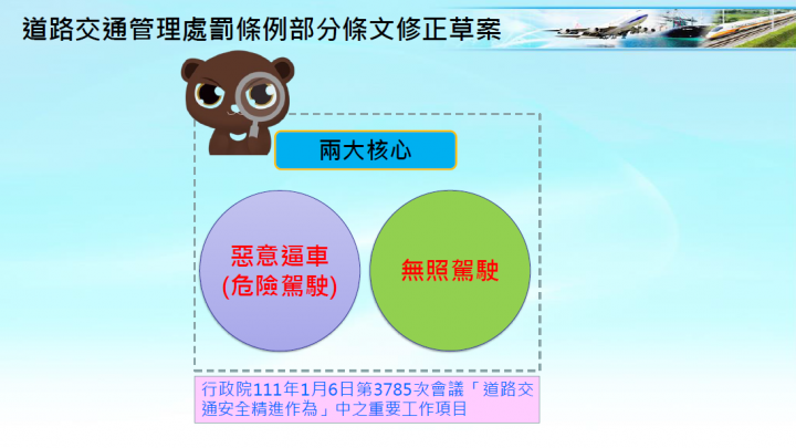 政院通過「道路交通管理處罰條例」部分條文修正草案