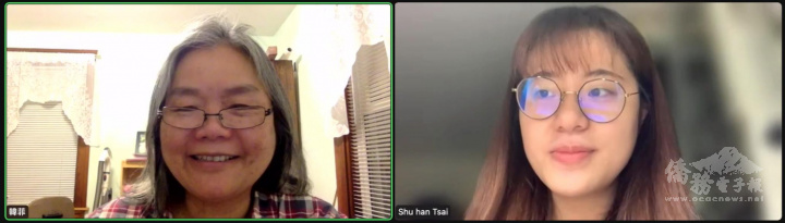 文化國小指導老師蔡書菡 (右)、勒星頓中文學校八年級韓菲老師 (左) 規劃及參與「為愛朗讀」活動