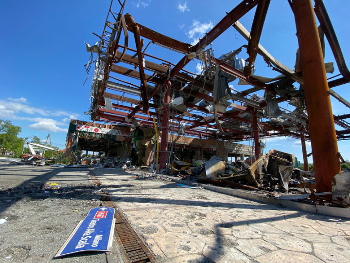 俄羅斯部隊2月試圖攻入基輔之際，摧毀郊區一座加油站