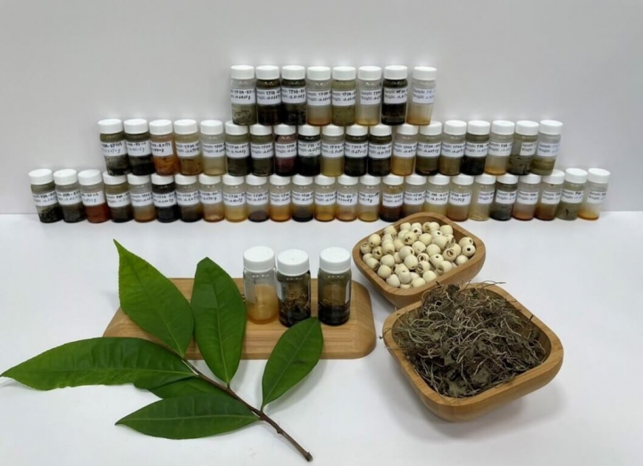 高醫大「天然物篩選中心」與昱星生技研發團隊合作，由可食植物庫中開發出山茶、金錢薄荷、蓮等植物萃取物的組合配方，能有效阻擋COVID-19病毒進入細胞，可望發展成抗病毒藥物。（高醫大提供）