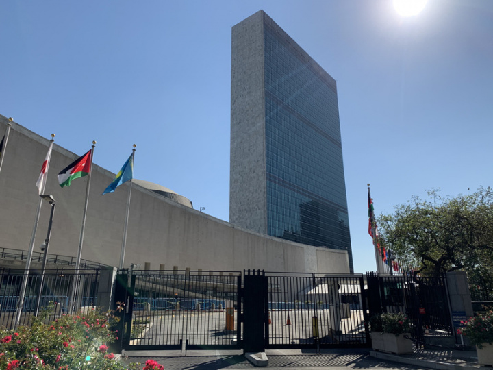 台海局勢緊繃，駐紐約辦事處長李光章示警，北京扭曲聯合國大會第2758號決議、為對台軍事行動辯護，是危險舉措。圖為紐約聯合國總部大樓外觀。
