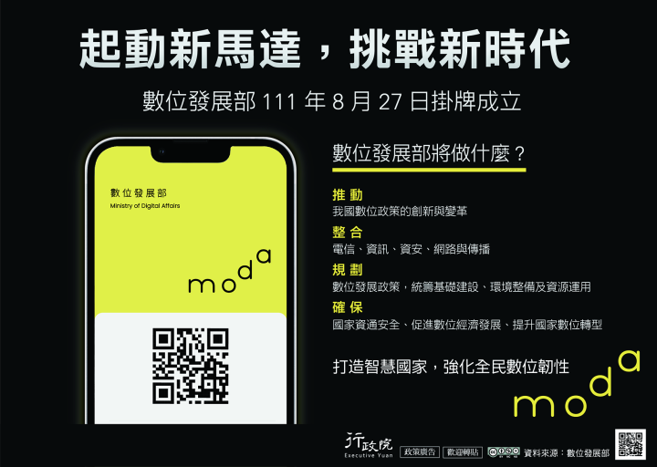 數位發展部111年8月27日掛牌成立