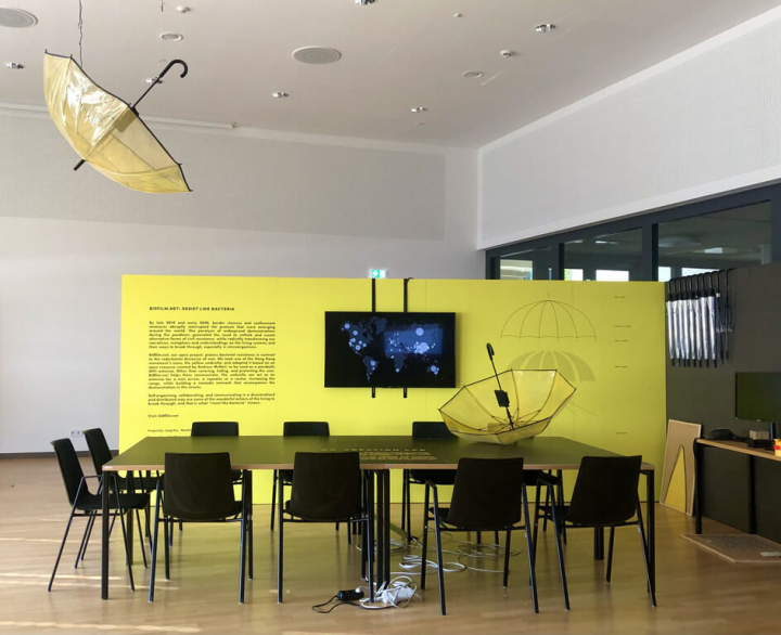 台灣藝術家徐容以香港雨傘運動為視覺標誌的作品，榮獲今年奧地利林茲電子藝術節「互動藝術」組的首獎。（徐容提供）