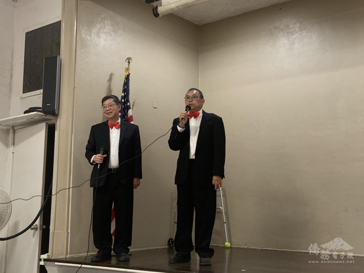 北架斐中華會館於舉辦會員大會及國慶聯歡晚會-梁季熙、高肇麟共同主席致詞