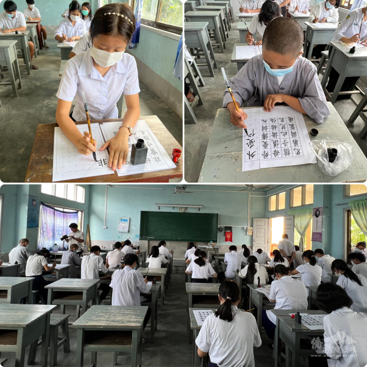 學生個個屏氣凝神，用心書寫每一個筆畫、每一個漢字