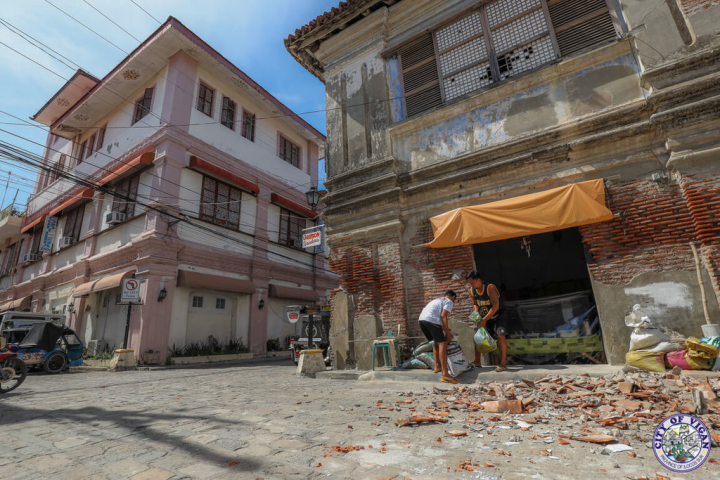 菲律賓北部2022年以來發生2次強震，保存西班牙殖民遺跡完好的維甘市（Vigan）多處歷史建築受損。（維甘市政府提供）