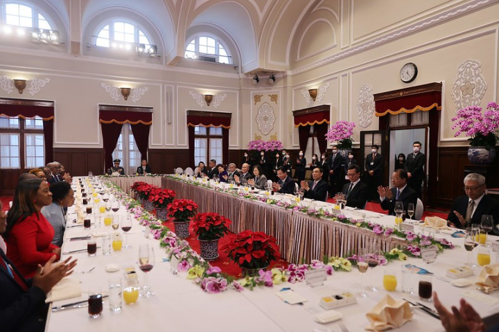 President Tsai Ing-wen hosts a state banquet in honor of Prime Minister Philip J. Pierre of Saint Lucia at the Presidential Office.