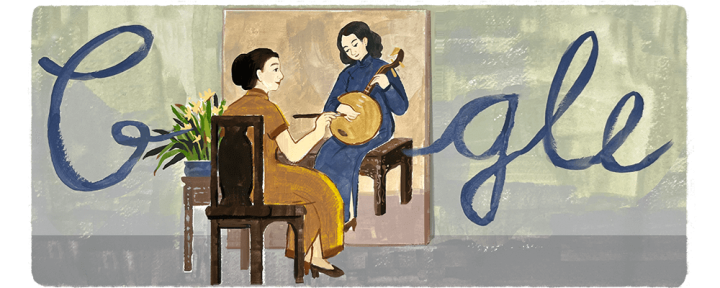 台灣第一位學畫女子陳進2日115歲冥誕，Google首頁以塗鴉致敬。（圖取自Google網頁google.com）