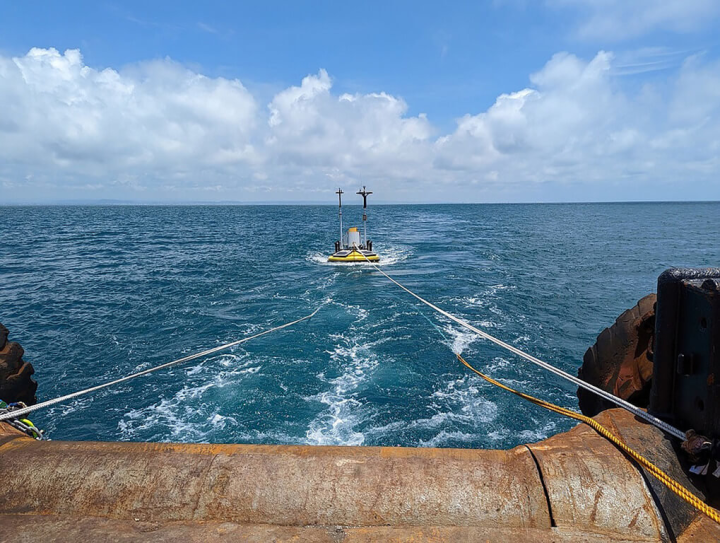 風睿能源帶領的「離岸風電台灣隊」宣布，「Formosa 4海盛離岸風電」於年初斥資引進商業用浮動式光學雷達系統，進行風能量測等任務，持續累積可觀數據。（風睿能源提供）