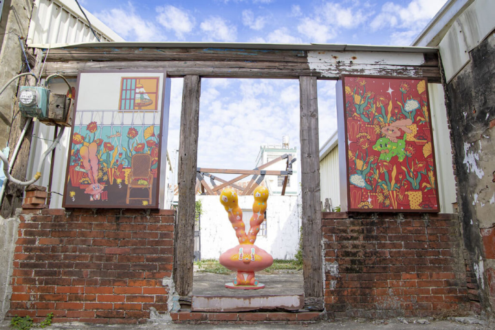 台南市政府在鹽水區推出月之美術館年度企劃「漫月美行動」，將於17日開幕，共有19件作品分布在街區，讓遊客漫步欣賞。（台南市文化局提供）