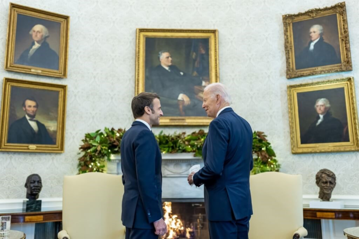 U.S. President Joe Biden (right) and his French counterpart Emmanuel Macron. Photo taken from Whitehouse's Facebook
