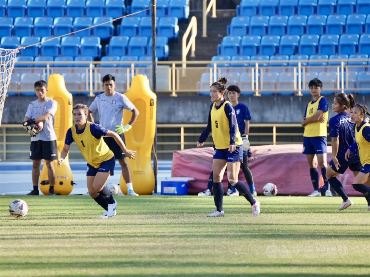 Taiwan's national women's soccer team during a training session in Taipei. 