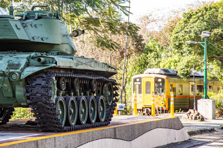 Ｍ41戰車陳展於集集鐵道旁。