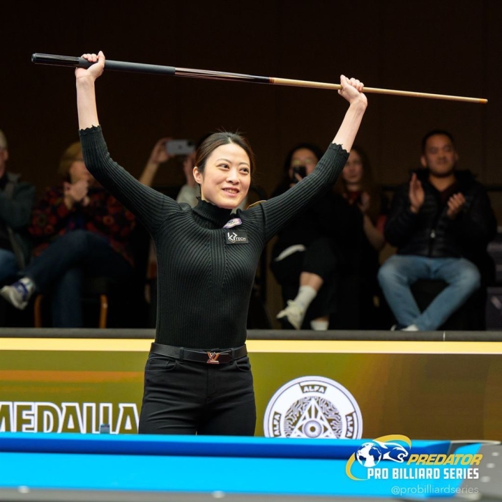 Kamui WPA Women's World 9-Ball Champion Chou Chieh-yu (周婕妤). Photo taken from (facebook.com/probilliardseries)