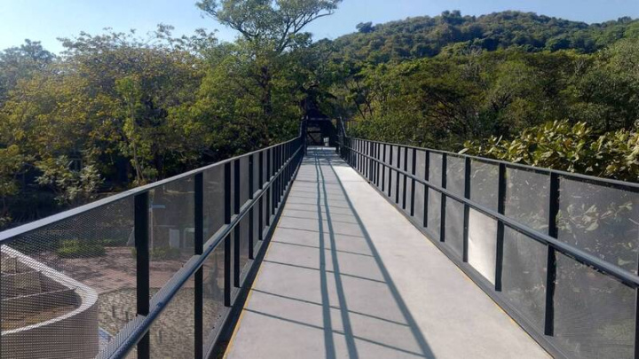 經1年多改建工程的高雄壽山動物園日前重新開園試營運，園區新增的440公尺空中廊道，是改建工程亮點之一。