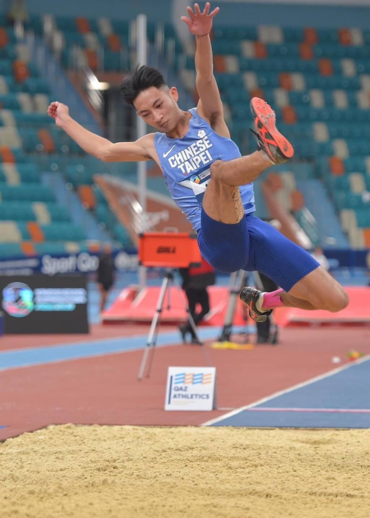 第10屆亞洲室內田徑錦標賽於哈薩克首都阿斯塔納舉行，台灣男子跳遠好手林昱堂在決賽第3次試跳，以8公尺02的成績摘金。（亞田總Siong Peh提供）